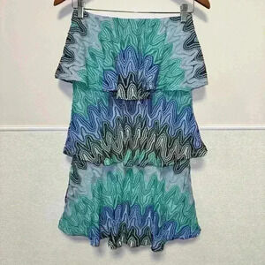 Judith March Anthropology Crochet Chevron Ruffled Strapless Dress / Size Medium